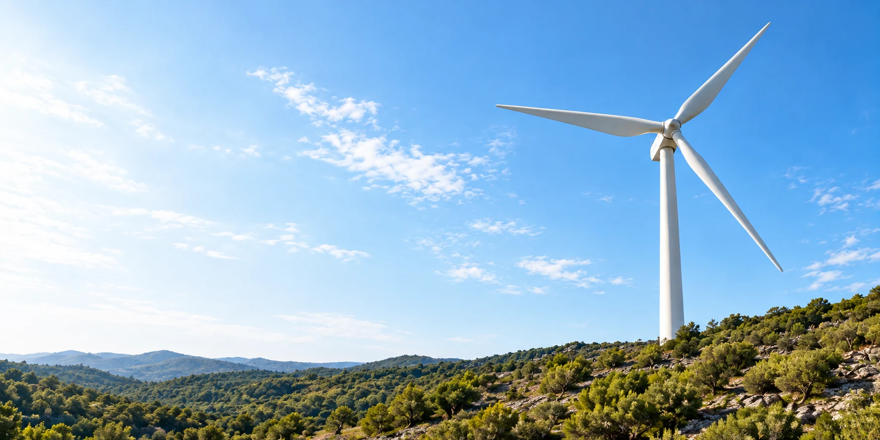 Parque eólico em uma paisagem de energia renovável